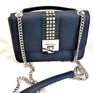 Michael Kors Double Chain Studded Satchel Navy